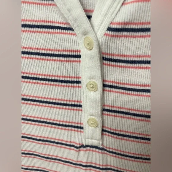 Gap Stripe Henley Puff Sleeve Top Size XXL - Picture 7 of 12
